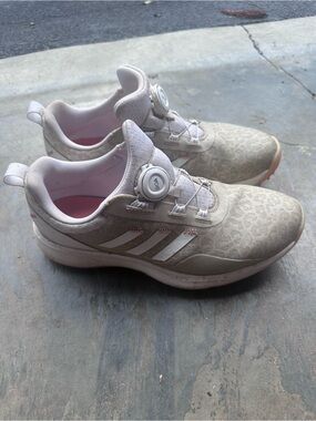 Adidas Women’s Beige and Coral Golf Sneakers with BOA Closure